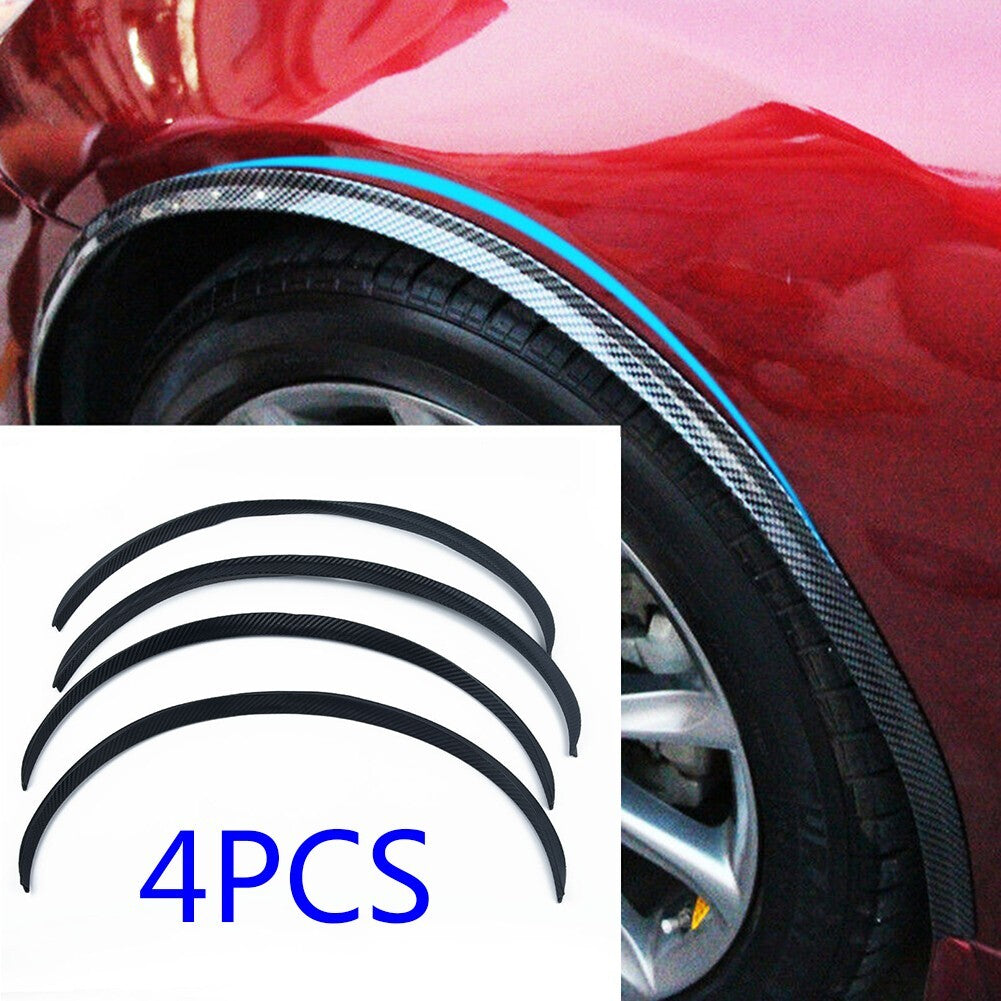 4Pcs Carbon Fiber Car Wheel Eyebrow Arch Trim Lips Strip Fender Flare Protector v