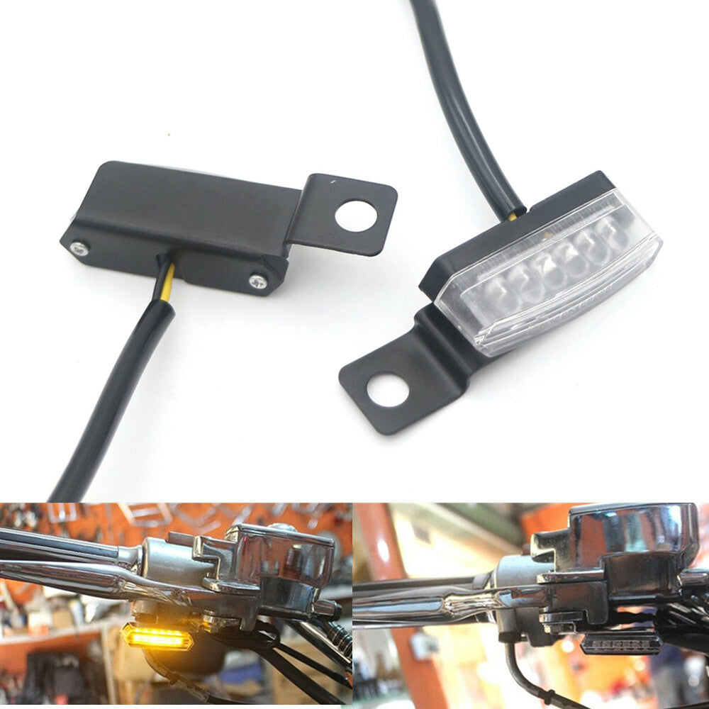 Black for Mini LED Brake Clutch Lever Mount Turn Signal Lights for Harley for Honda Cafe Q