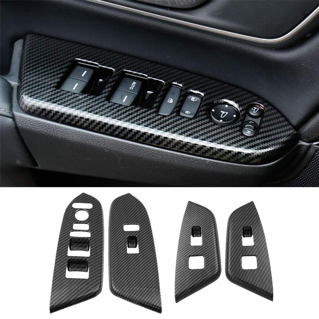 4pcs For 17-21 for Honda CRV Accessories Carbon Fiber Door Armrest Panel Trim Covers