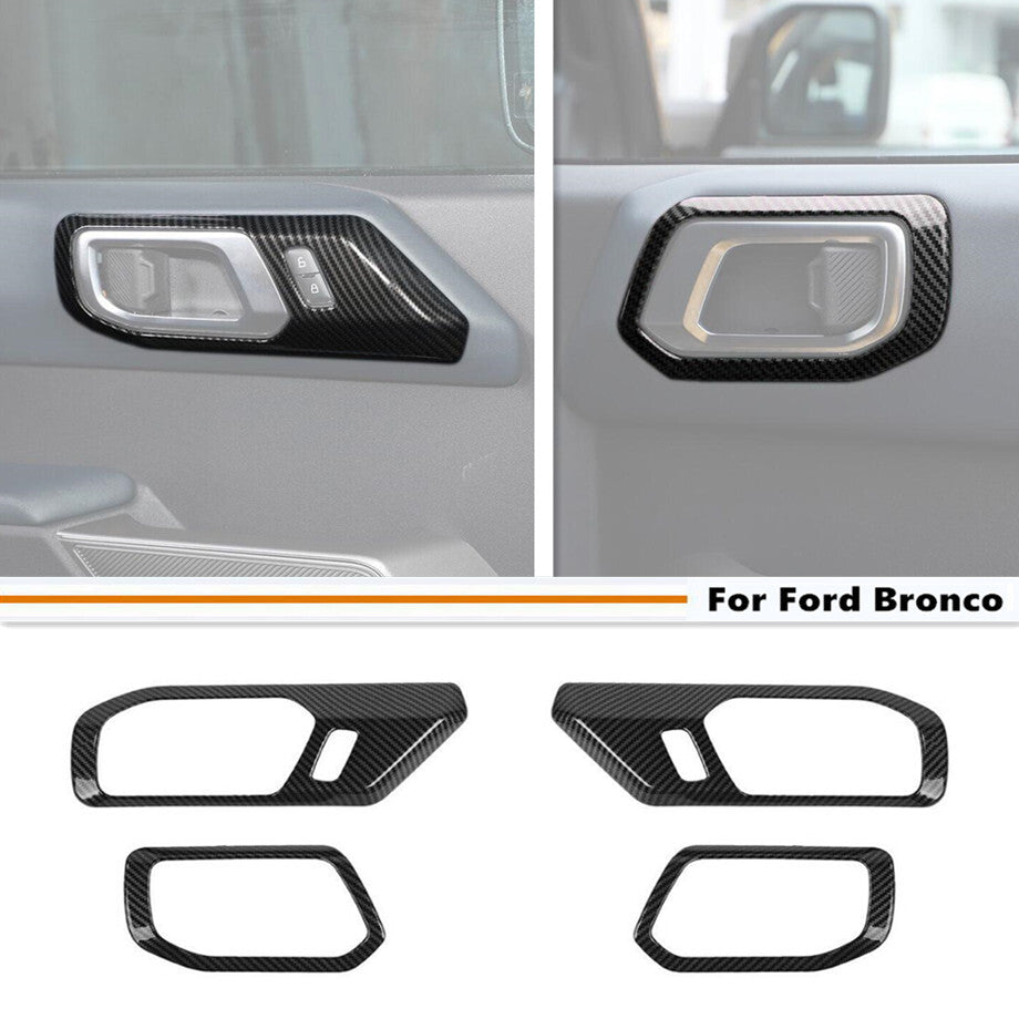 For 2021-2024 Bronco ABS Carbon Fiber Interior Door Handle Cover Trim Frame v
