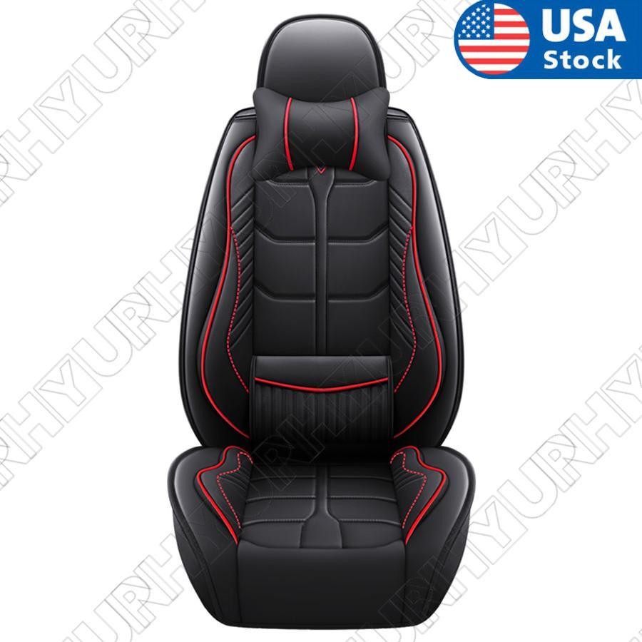 1Set BlackRed Abdominal Style PU Leather 6D Car-styling Auto Car for Seat Covers Q