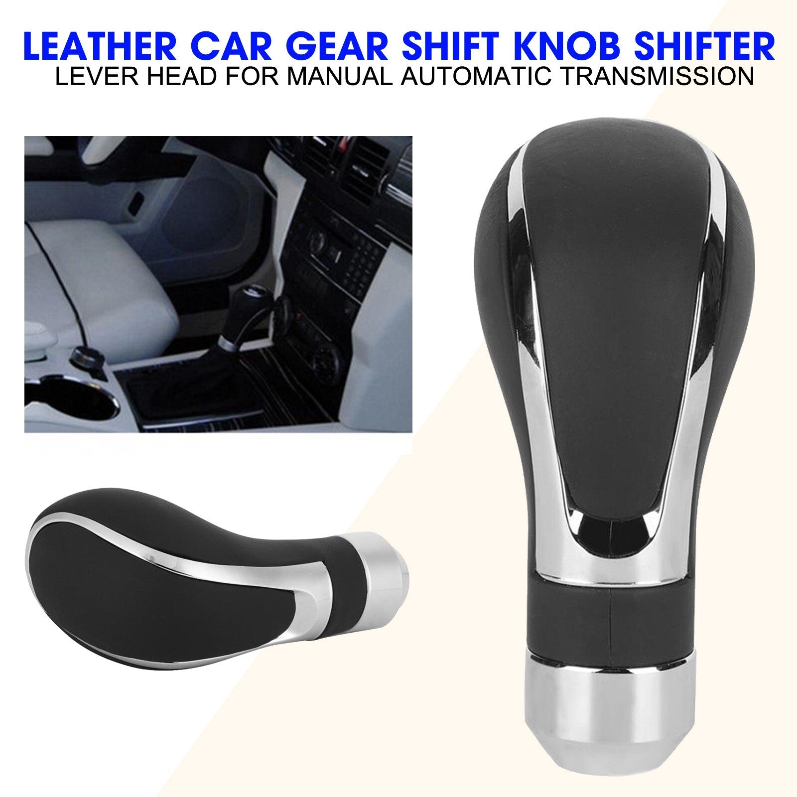 Gear Shift Knob Shifter Lever Head Leather fit Manual Automatic Transmission AT