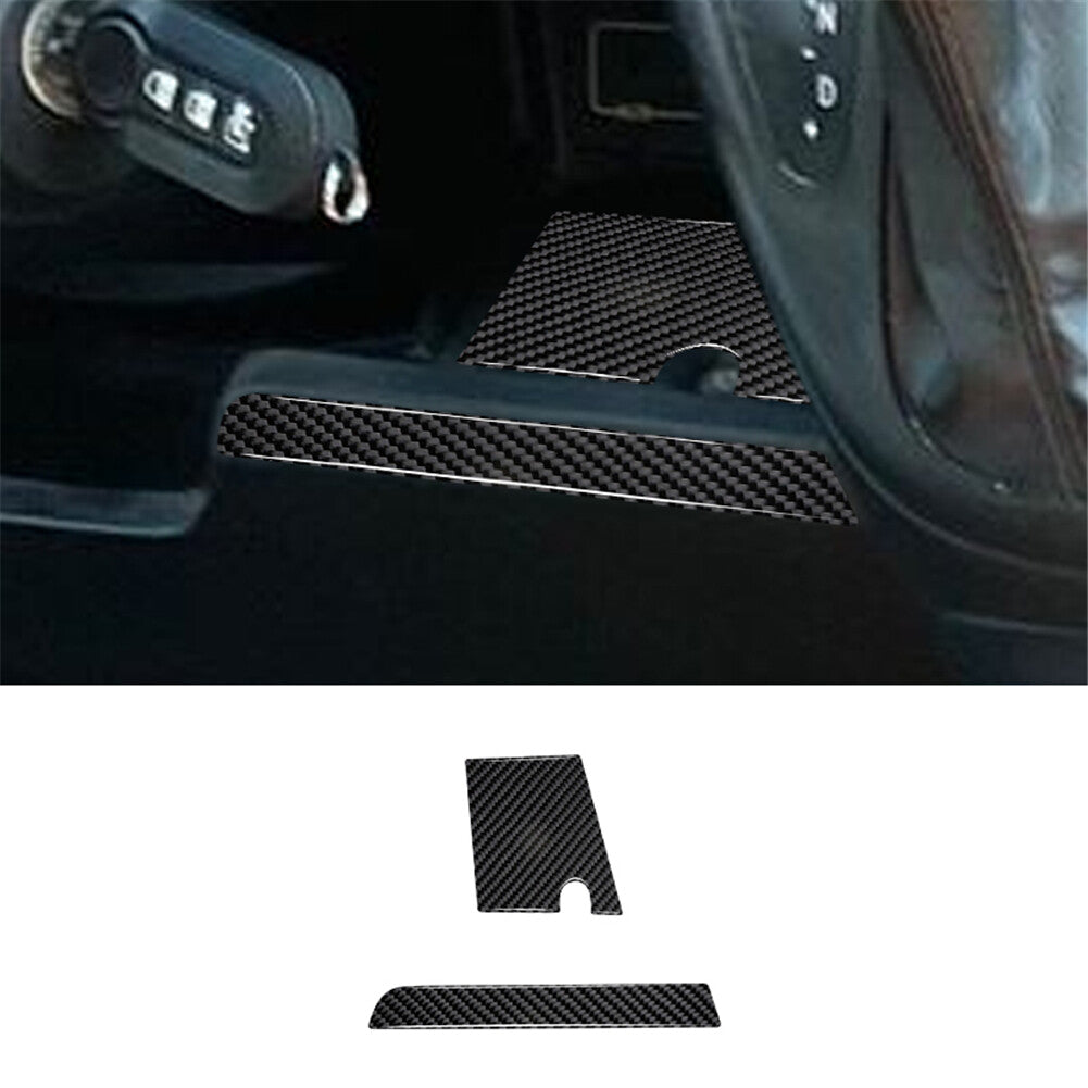 2Pcs Carbon Fiber Gear Shift Panel Cover Trim For W203 2005-2007 v