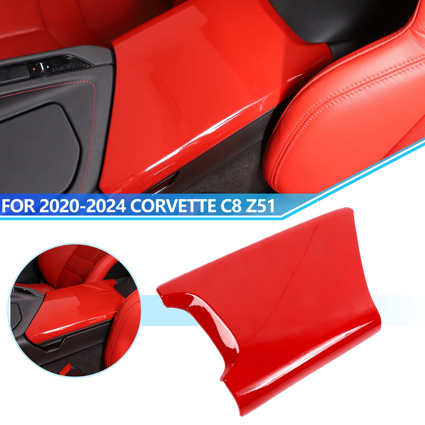 Red ABS center console armrest cover trim for Corvette C8 Z06 Z51 2020-2024 n