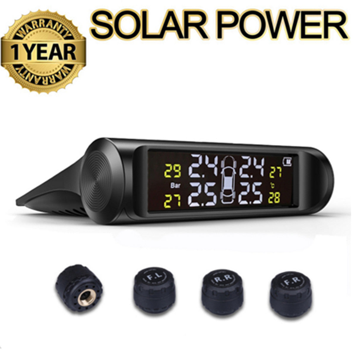 Wireless Solar LCD Car SUV TPMS Tire Tyre Pressure Monitor System W/4 Sensor