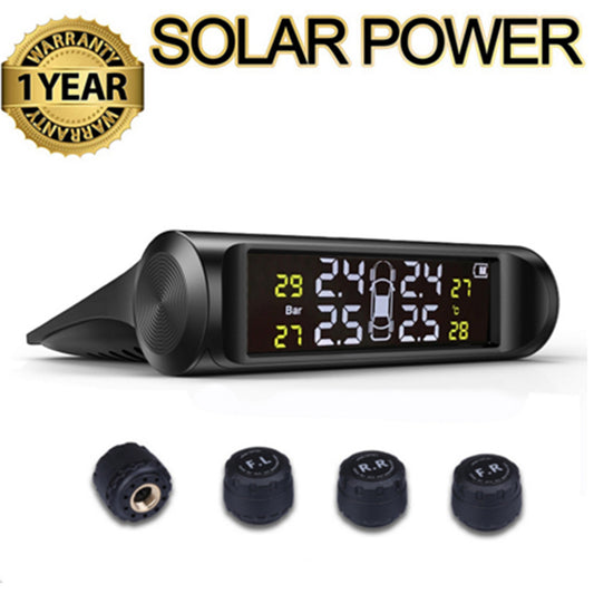 Wireless Solar LCD Car SUV TPMS Tire Tyre Pressure Monitor System W/4 Sensor