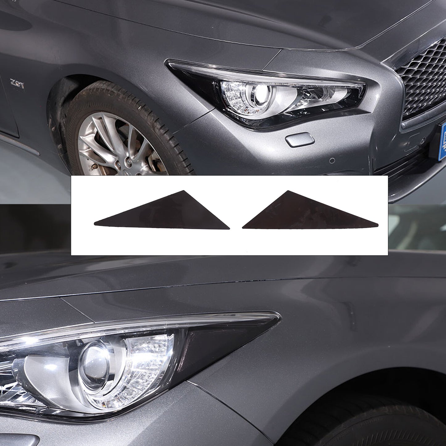 Suitable for 14-22 for Infiniti Q50 headlight side markers, glossy black pre-cut vinyl laminate