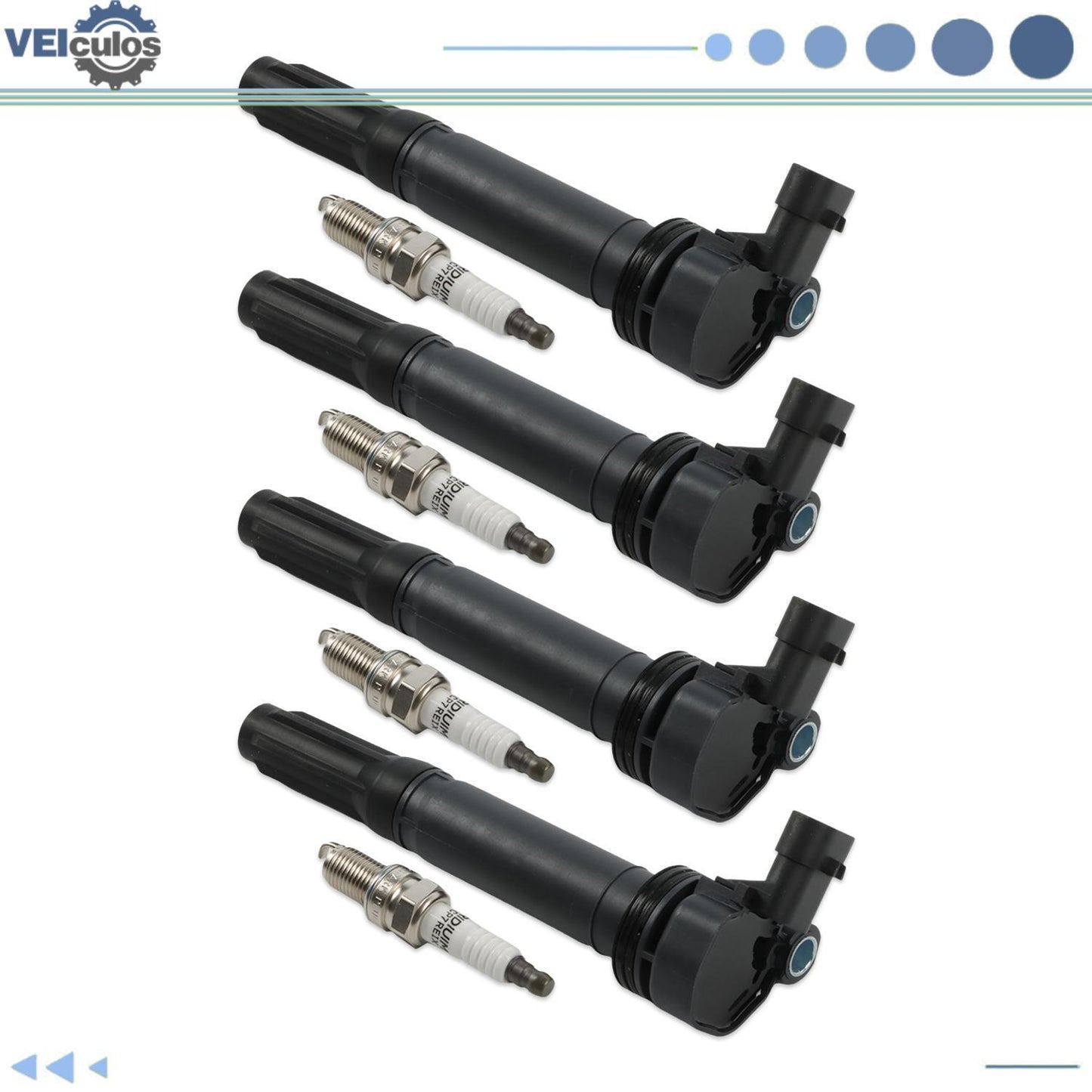 4Pcs Ignition Coil UF649 + Iridium Spark Plug 97637 for Fiat 500 2012-17 L4 1.4L