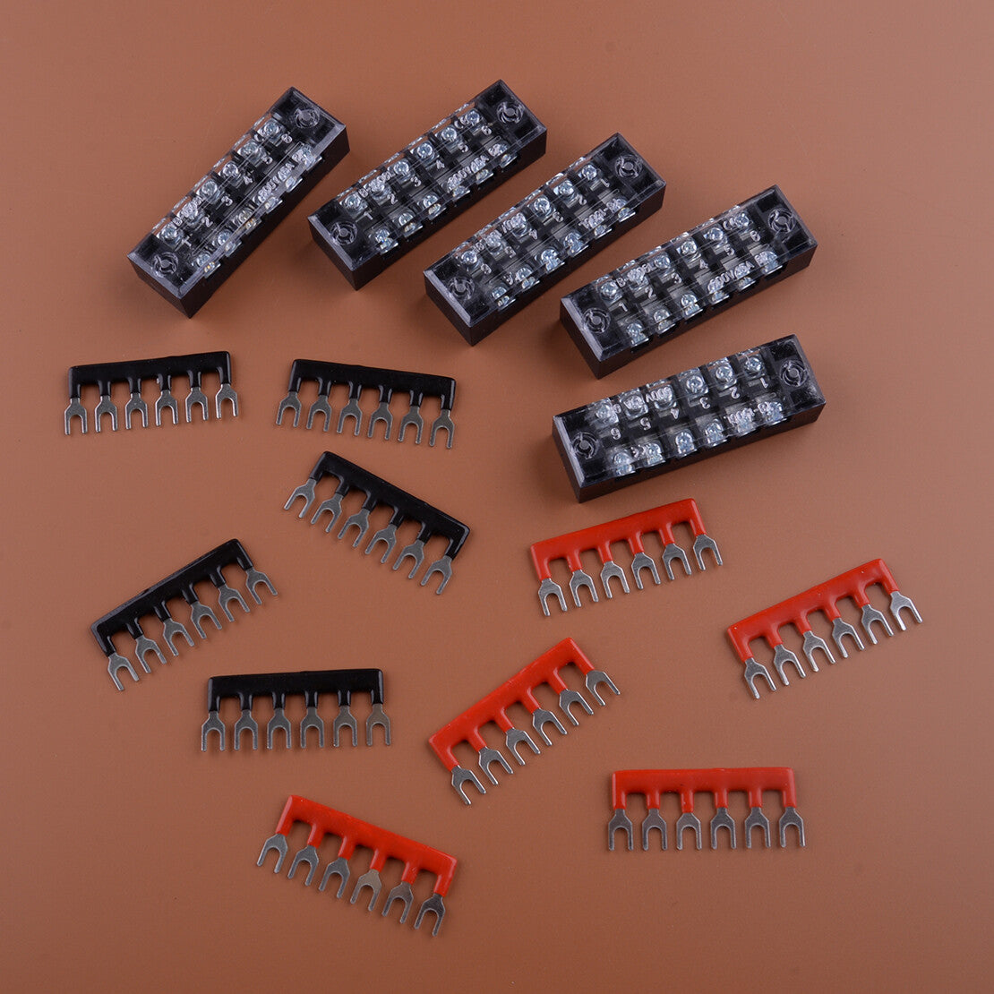5Set Bus Bar Power Distribution Block 12 Positions Terminal Bus Bar 600V 15A v