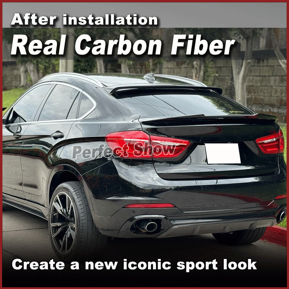 for BMW X6 F16 F86 X6M 15-18 REAL Carbon Rear Roof Spoiler Top Window Wing Lip