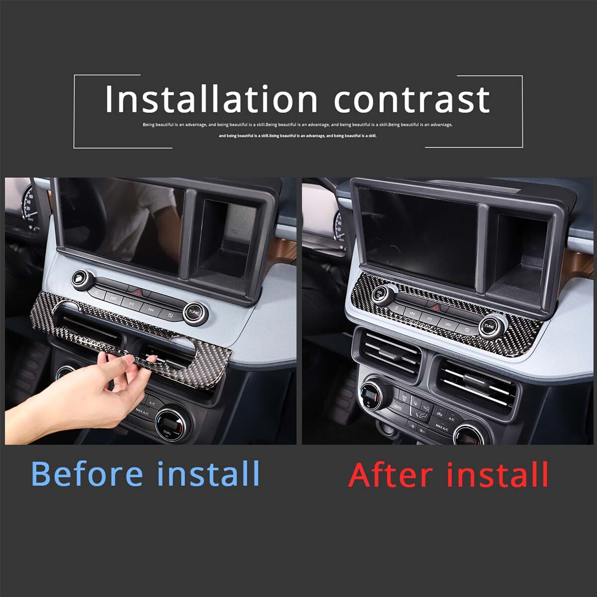 ABS carbon fiber cup holder frame cover decoration suitable for Ranger T6 T7 2015-21 - v
