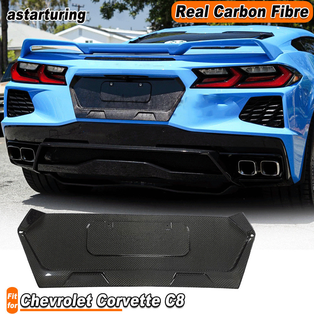 for Chevrolet for Corvette C8 2020-2022 Real Carbon Rear License Plate Frame Cover