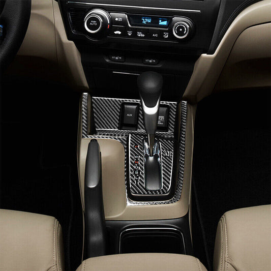 carbon fiber automotive gear shift cover trim for Honda for Civic 9th generation (2013-15)