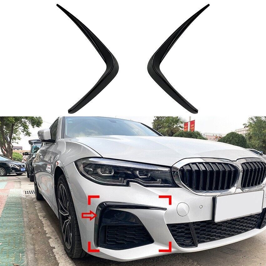 For 2020-2022 3 Sedan M Sport Glossy Black Front Bumper Wind Knife n