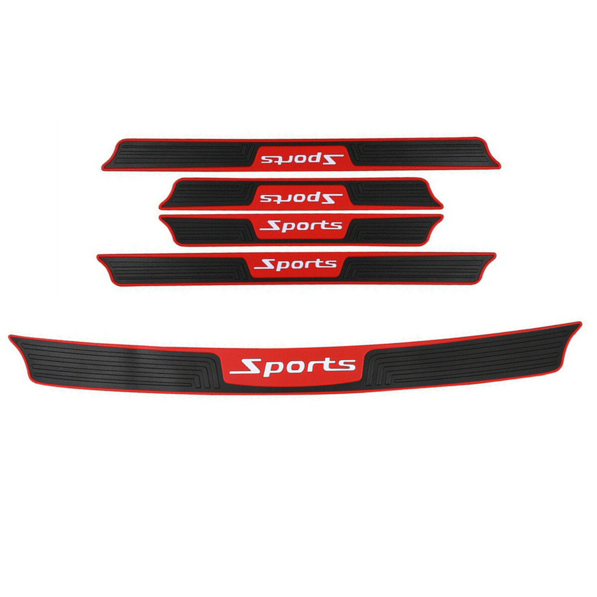 5pcs Car Rear Bumper Door Guard Protector Trim Cover Sill Plate Trunk Rubber Pad
