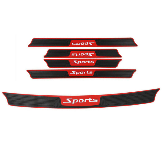 5pcs Car Rear Bumper Door Guard Protector Trim Cover Sill Plate Trunk Rubber Pad