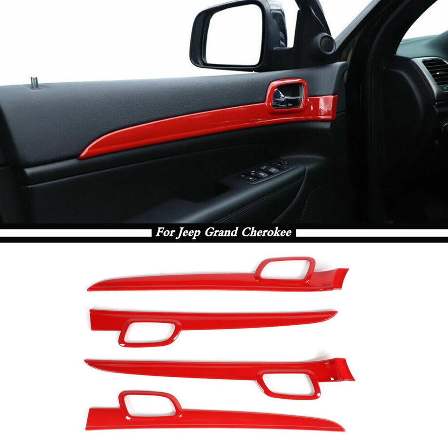 ABS Red Look Car Inner Door Panel Strips Trim For 2011-2020 for Jeep Grand Cherokee v