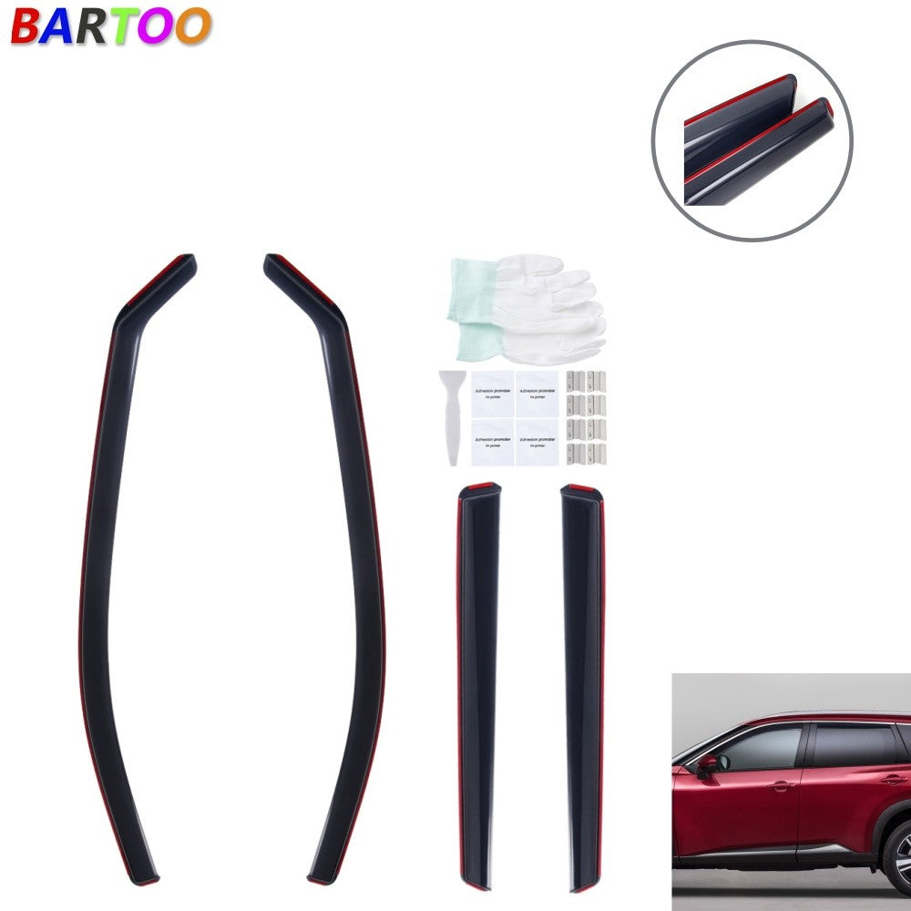 In-Channel Window Visors Rain Guards Kit Smoke Tinted for Nissan Rogue 2021-2025