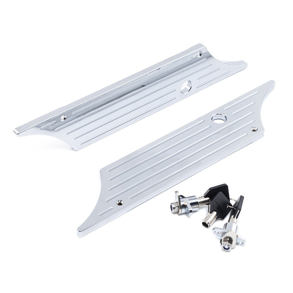 Chrome Billet Saddlebag Latch Cover Lock Key Set for Harley Electra Street Glide Q