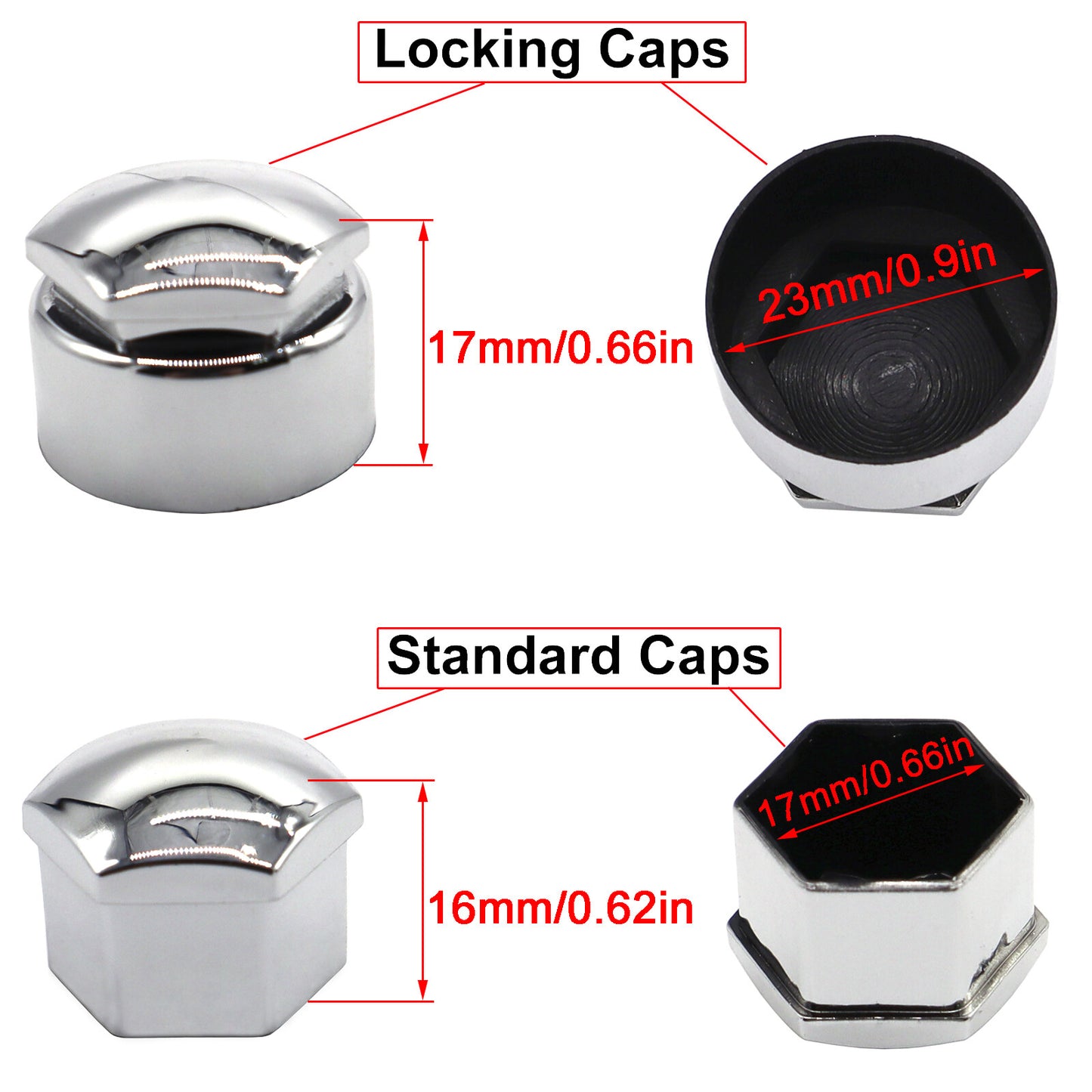 24pcs 17mm chrome_caps for wheel bolts wheel bolts nuts wheel bolt caps Q