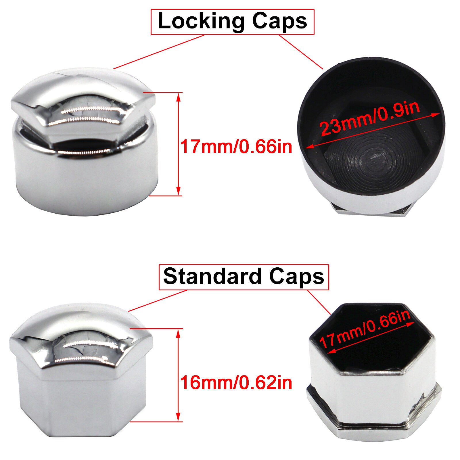 24pcs 17mm chrome_caps for wheel bolts wheel bolts nuts wheel bolt caps Q