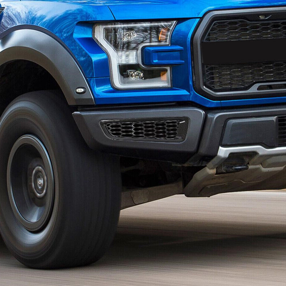 Carbon fiber front bumper fog light ventilation honeycomb trim 2P for 17-20 for Ford F150