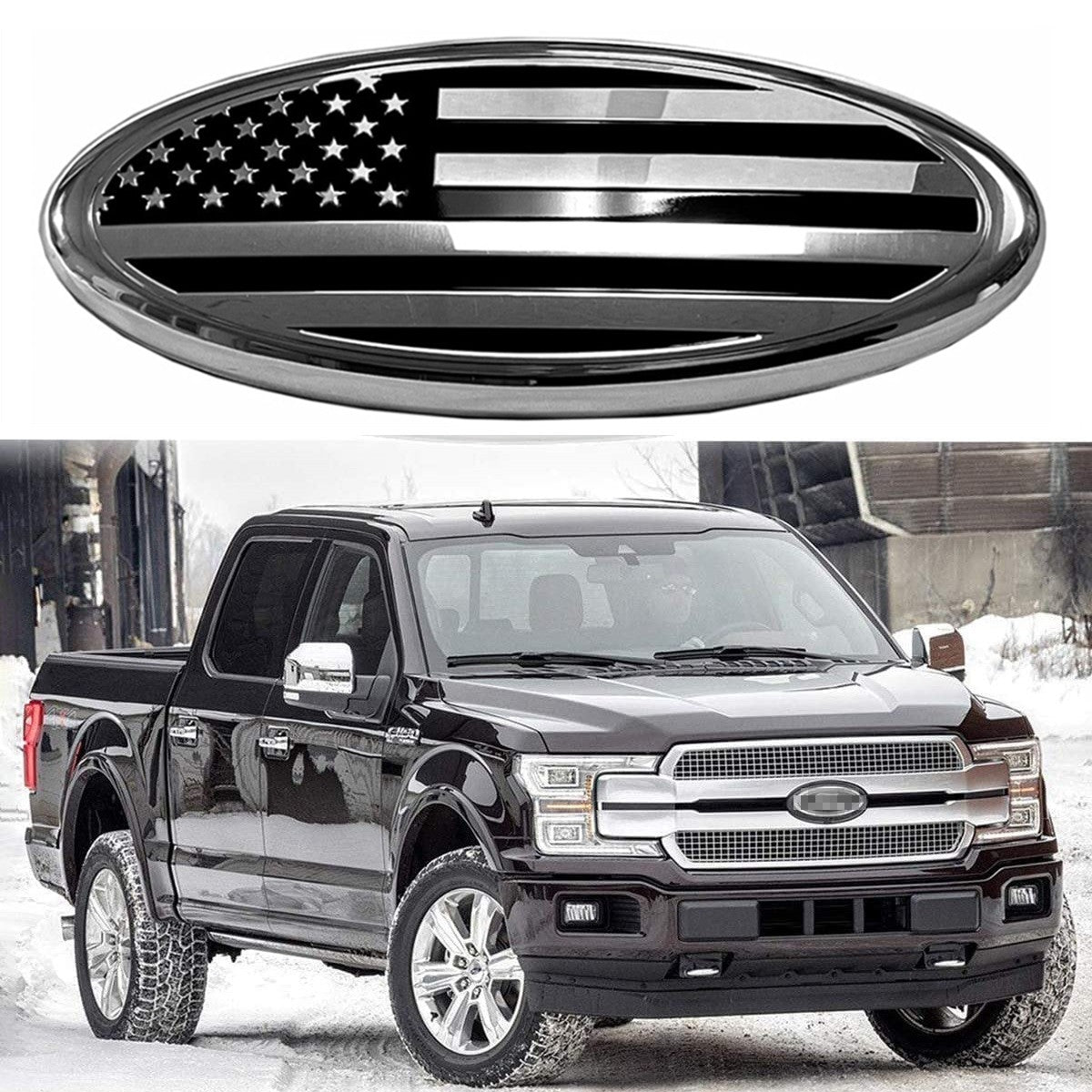 9inch  for ford  F-150 F-250 American Flag Front Grille Tailgate Oval Badge Emblem