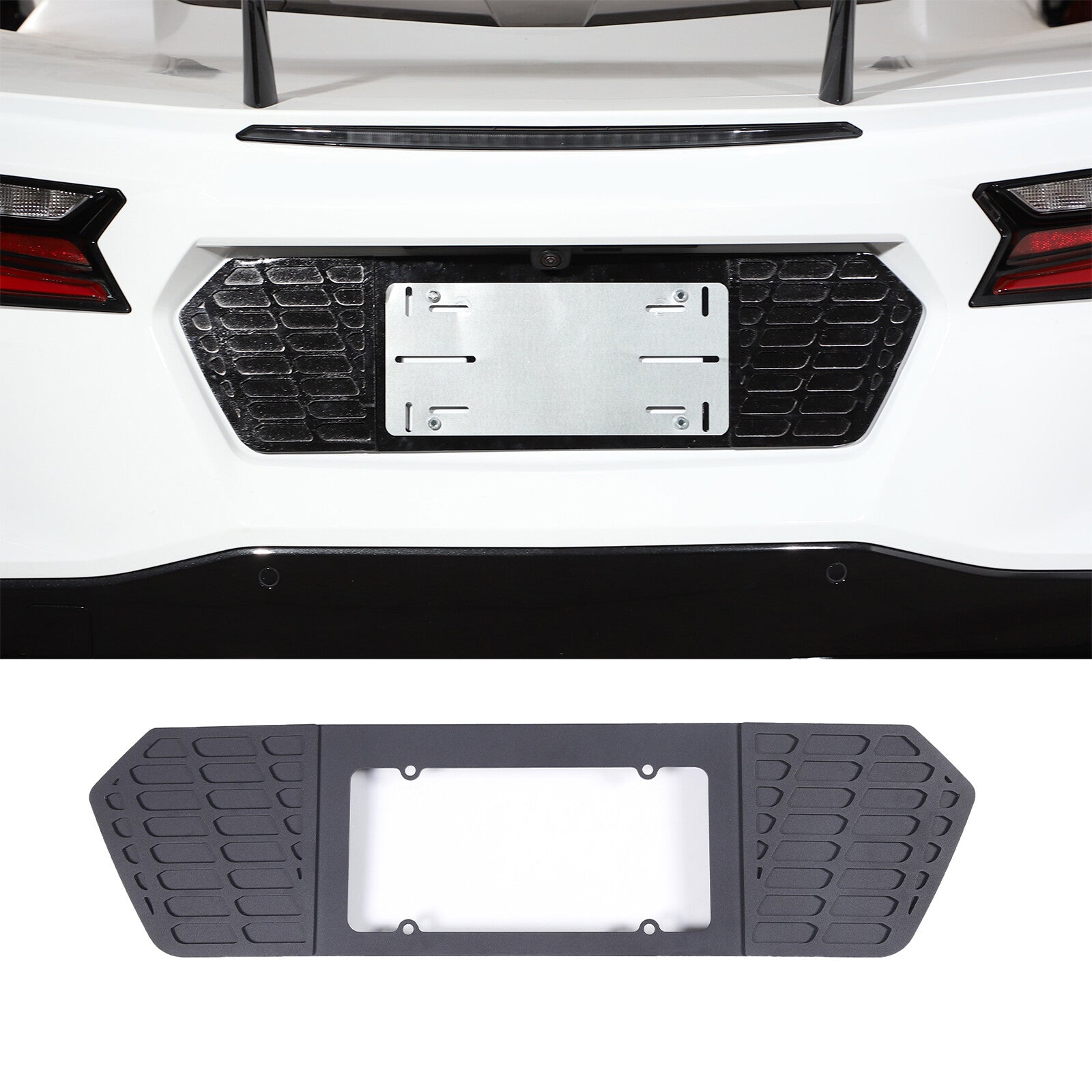 Rear License Plate Holder Black Aluminum for Corvette C8 2020 2021 2022 - 23- v