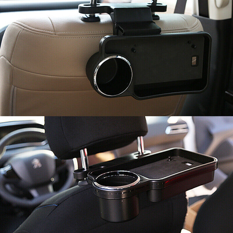 Car for seat back table, beverage cup holder, desk bracket, food storage tray - n