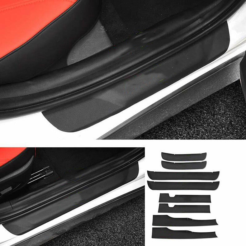 for Hyundai Sonata 2020-23 Black PU Door Sill Protector Scuff Plate Guards Trim