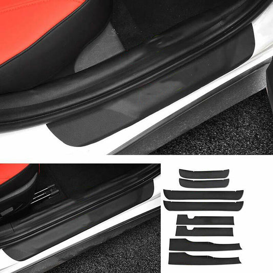 for Hyundai Sonata 2020-23 Black PU Door Sill Protector Scuff Plate Guards Trim