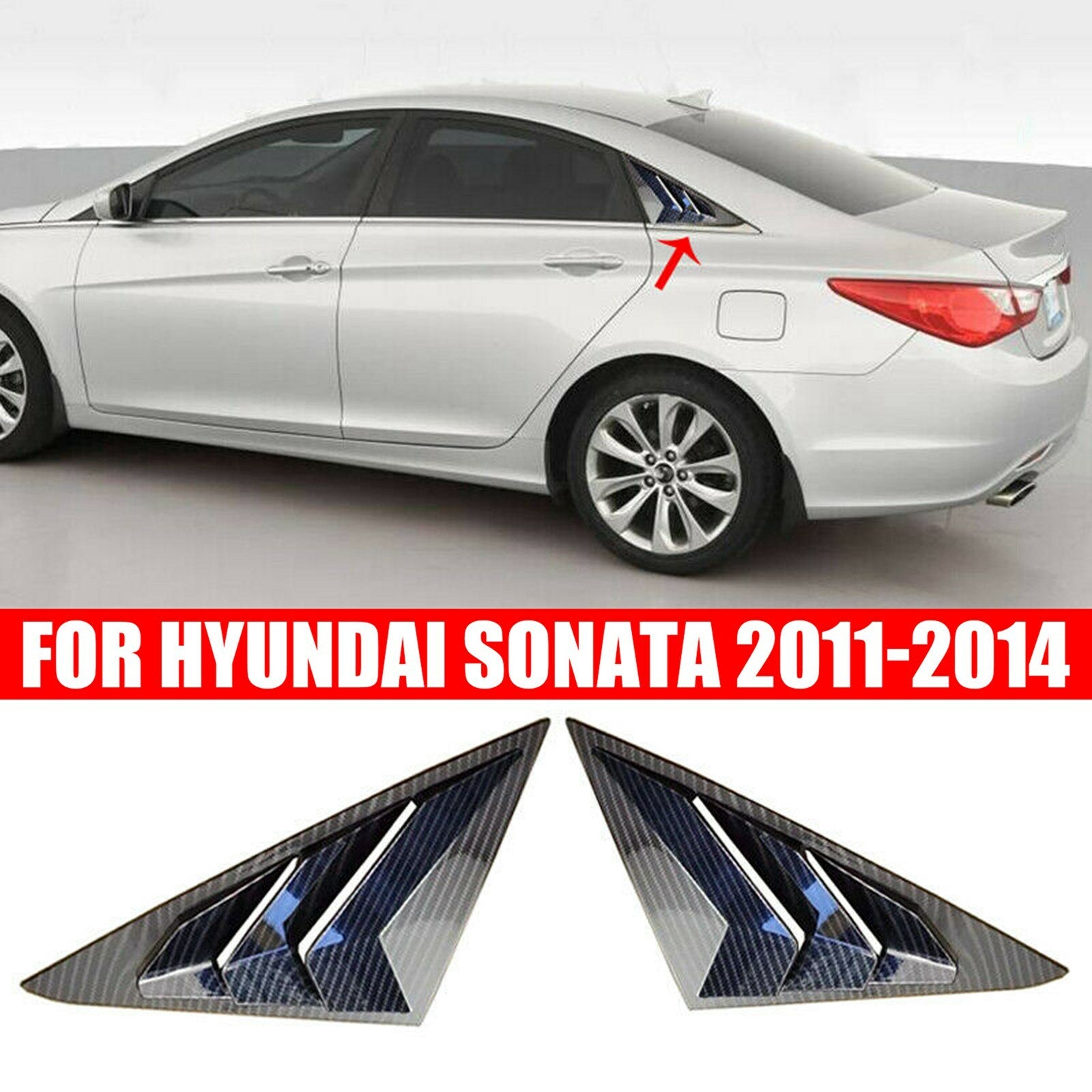 Carbon Fiber Side Vent Window Scoop Louver Cover Trim for Hyundai Sonata 11-14 A