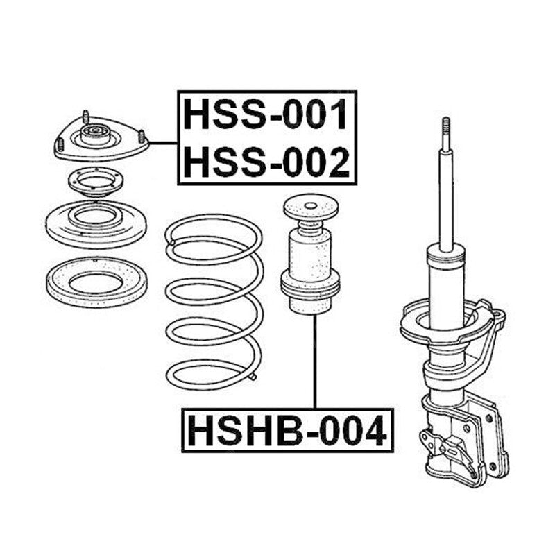 Front shock absorber support + bearing + guide bellows (right-hand version) suitable for 01-06 for Honda for Civic CRV n