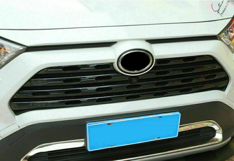 for Toyota RAV4 2019-2023 Carbon Look Front Center Grille Grill Trim Strip Steel