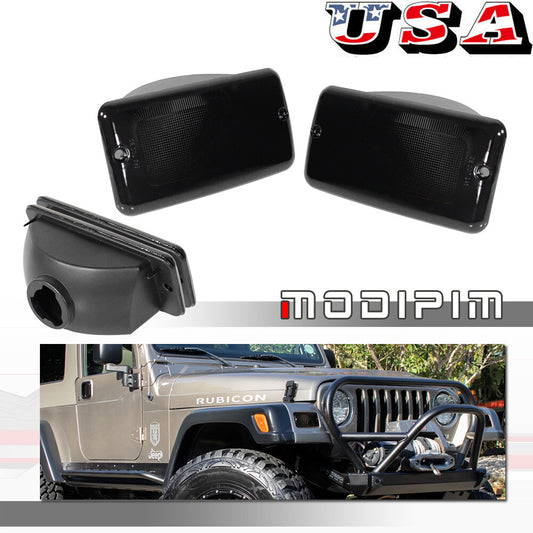 Smoked Front Left and Right Turn Signal Lenses for for Jeep 1997 - 2006 for Wrangler (TJ) - v