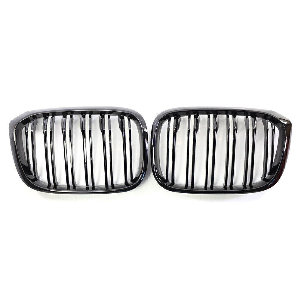 Front Hood Kidney Grille Grill Mesh for BMW X3 G01 X4 G02 2018-21 Glossy Black