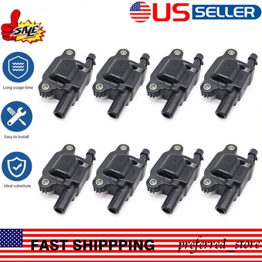 8X Square Ignition Coil Fit for Chevy Silverado 1500 for GMC 5.3L 6.0L 6.2L V8 UF413