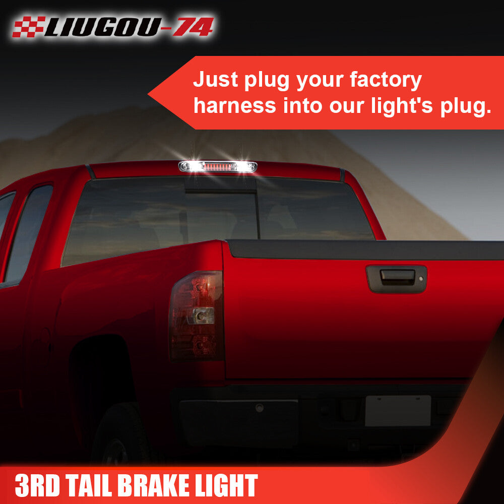 LED 3rd Tail Brake Light Cargo Lights Clear Lens Fit for 2007-13 Silverado/ for Sierra - v