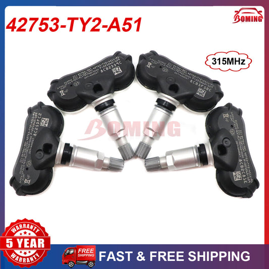 Kit 4x Tire Pressure Monitoring Sensors for Acura TL, ZDX, RLX 315MHz 42753-TY2-A51