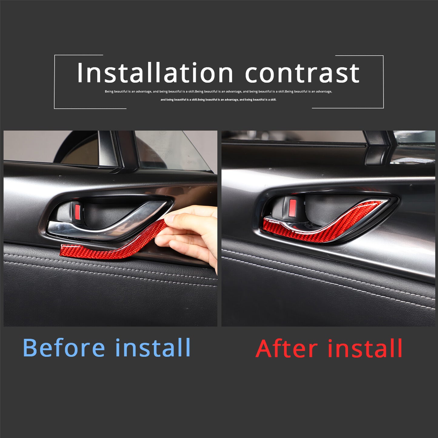 Red carbon fiber inner pull handle sticker decoration for Mazda MX-5 Miata 2016-2023 n