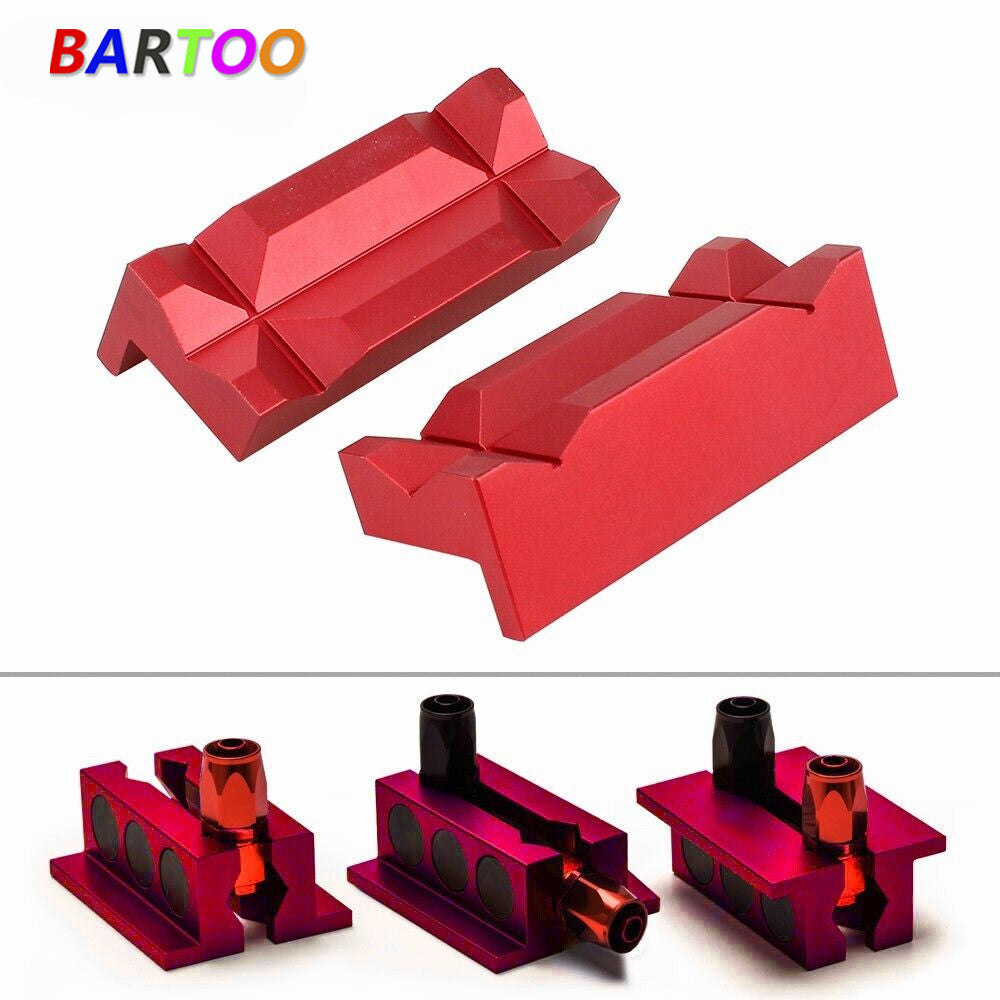 Magnetic Aluminum Vise Jaw Clamp Block Insert Pad Red for AN Fuel Hose Fitting Q