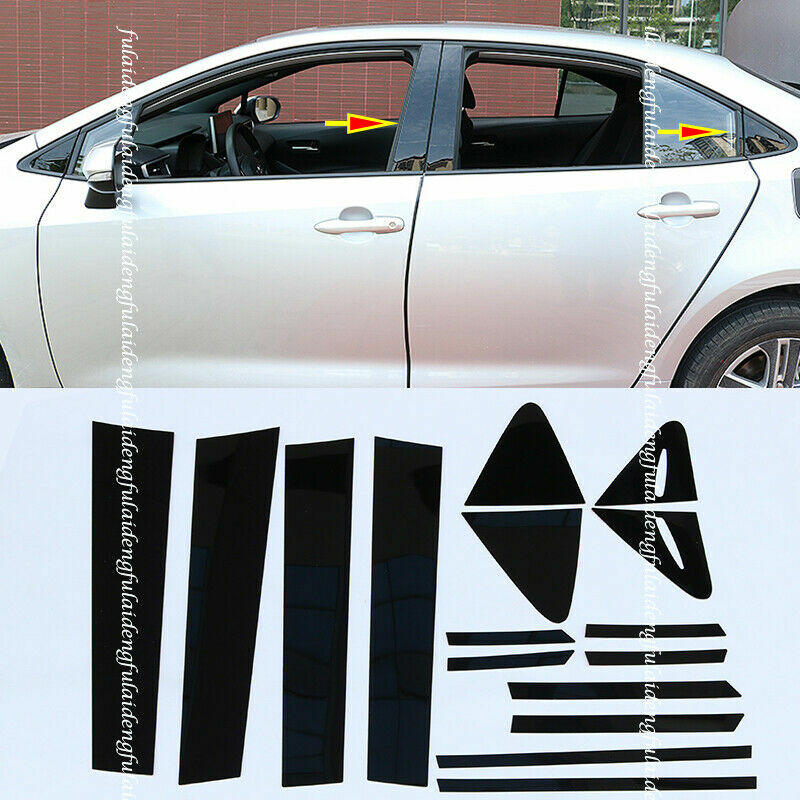 for Toyota for Corolla Sedan 2019-2023 Black Pillar Mirror Posts Plate Molding Trim