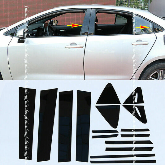 for Toyota for Corolla Sedan 2019-2023 Black Pillar Mirror Posts Plate Molding Trim