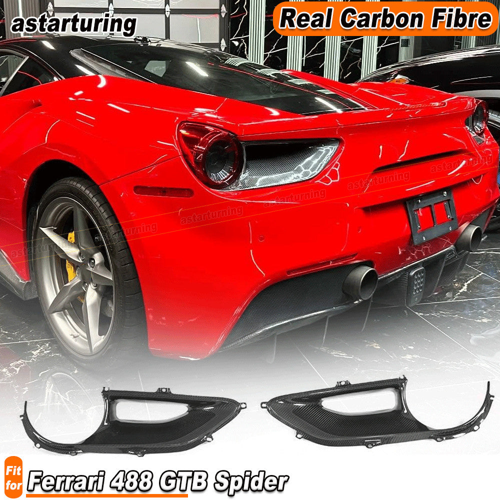 for Ferrari for 488 GTB Spider Real Carbon Rear Fog Tail Light Surround Cover 15-17