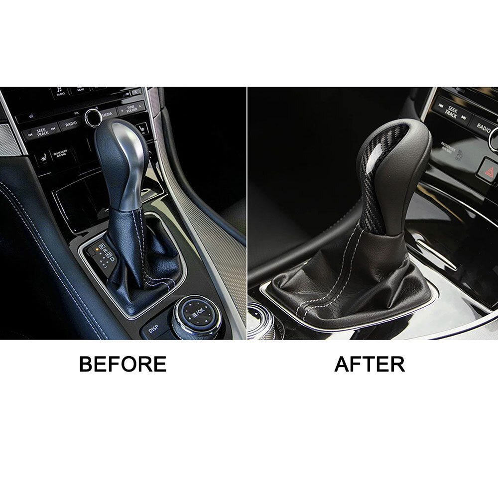 carbon fiber steering wheel trim + shift knob cover for Infiniti Q50 14~17- n