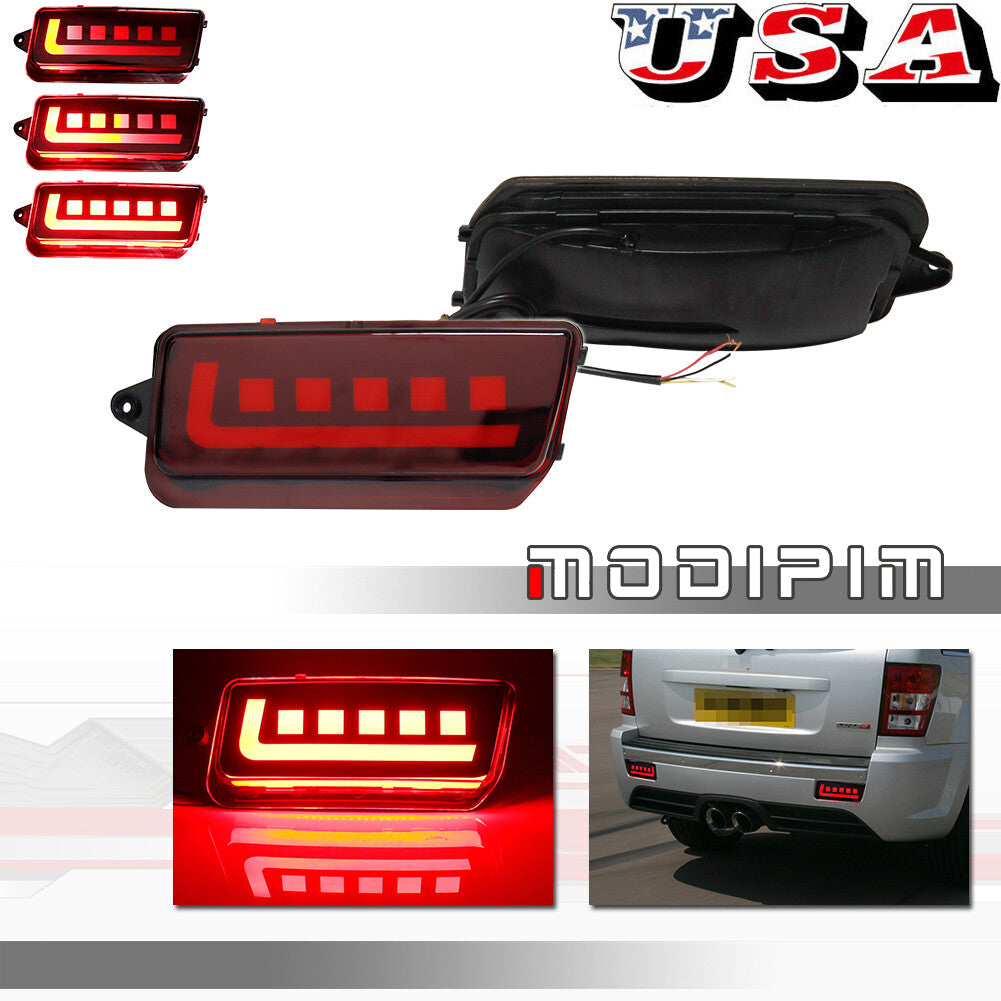 Red Lens LED Bumper Reflector Rear Light Kit for 2005 - 2010 for Jeep Grand Cherokee - v