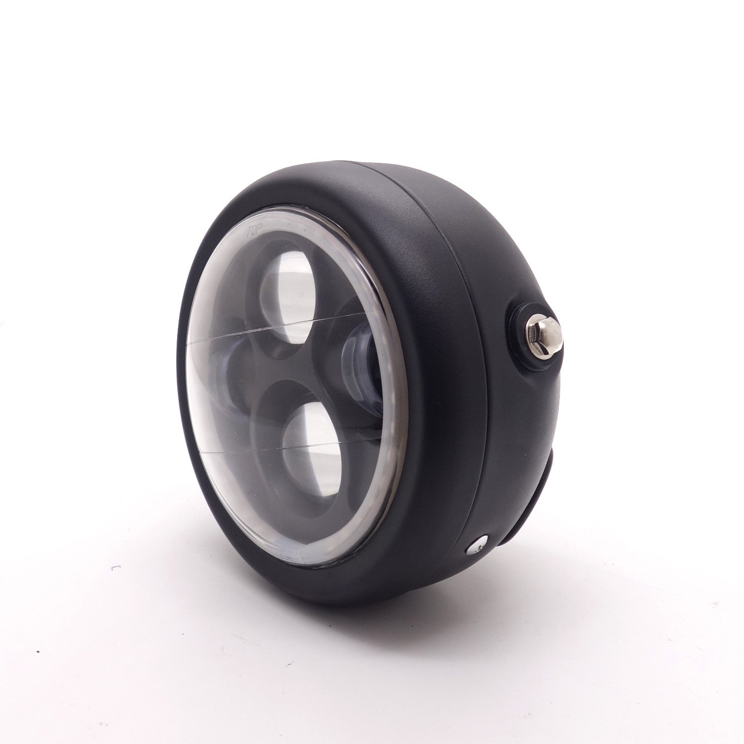 Motorcycle Black Metal Red Angel Eye LED Headlight for Harley Bobber Custom Q