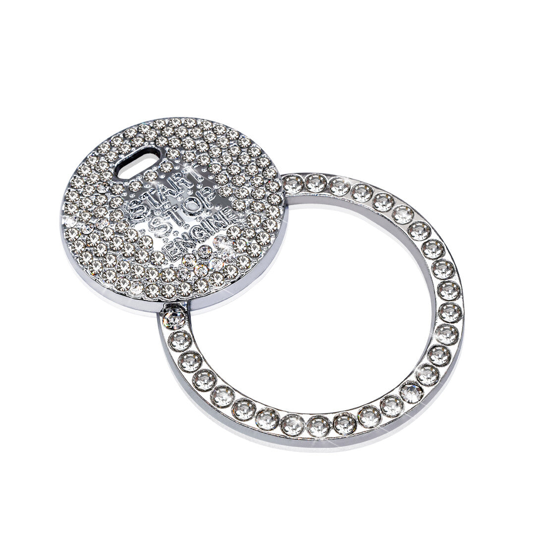 Silver shiny car engine ignition start button decorative ring sticker accessories decal - n