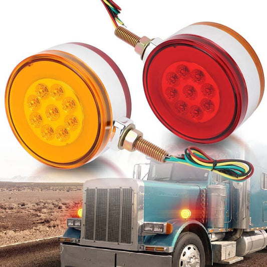 2X RedAmber LED Double Face Fender Marker Lights Turn Signal Semi Truck Trailer