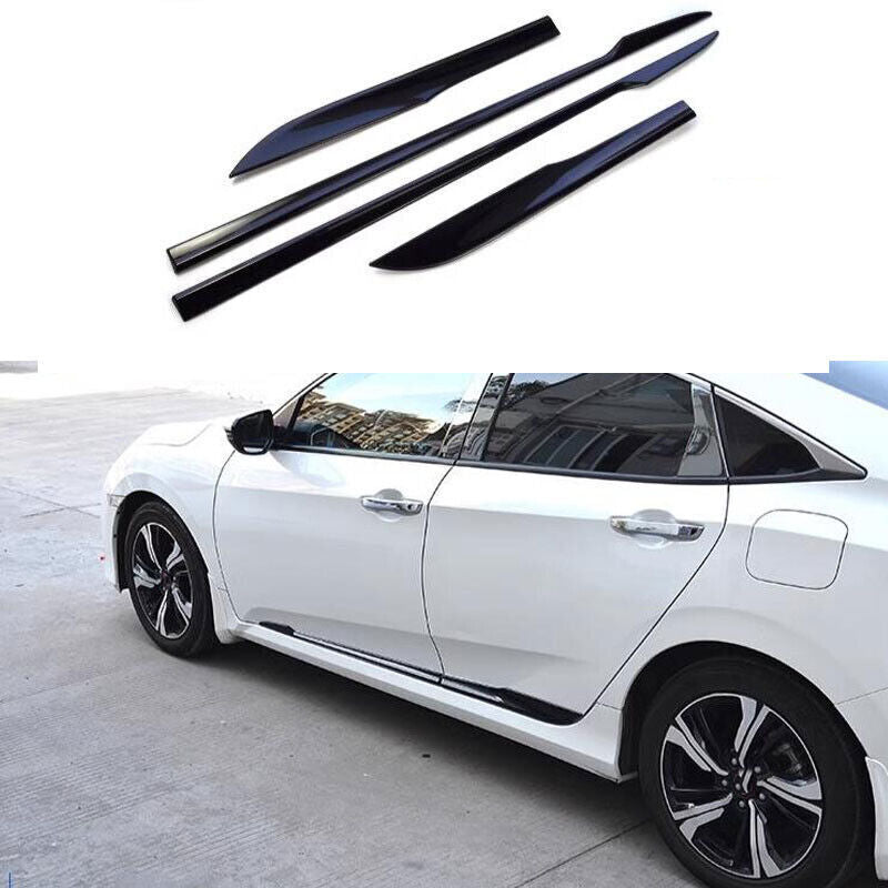 Glossy Black Side Door Body Guard Molding Cover Trim 4for HONDA for Civic 2017-2021